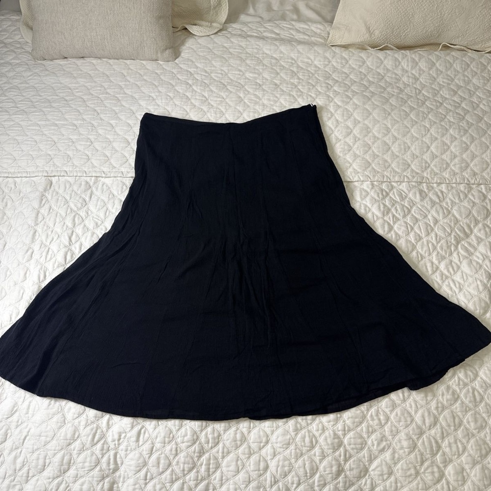 Black  A-Line Flare Skirt Lined Sz 14 Flowy Costal 100%Cotton Christopher Banks